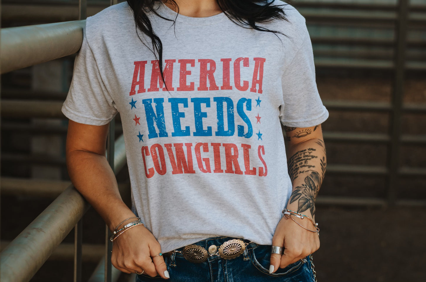 America Needs Cowgirls Tee