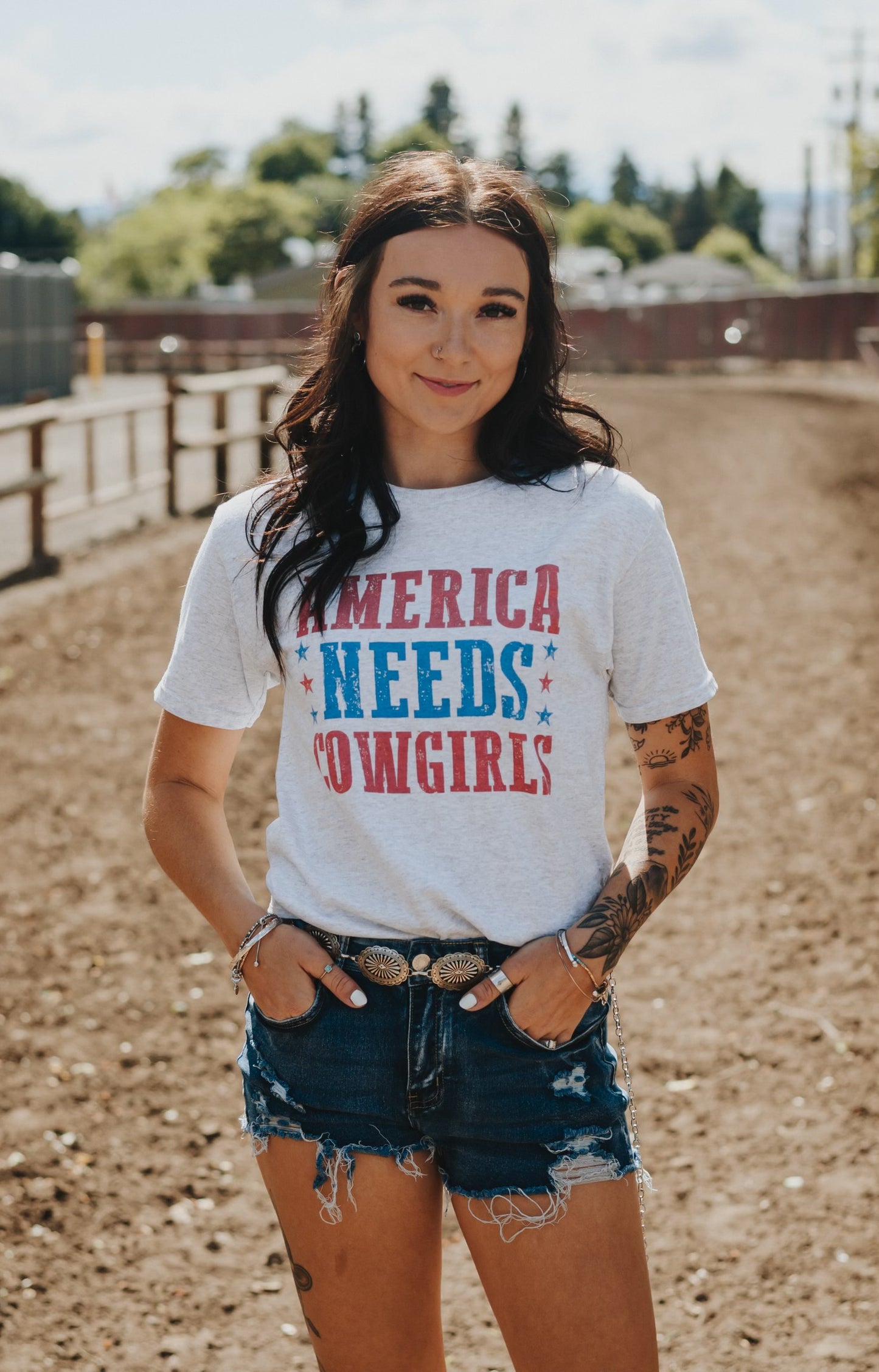 America Needs Cowgirls Tee